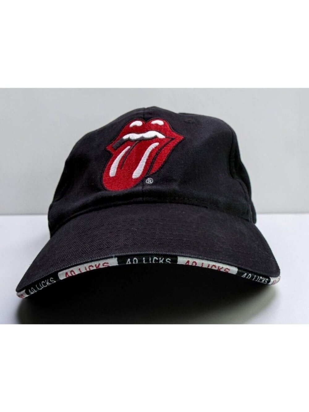 Rolling Stones 40 Licks Black Baseball Hat Red Tongue Logo Strapback Cap